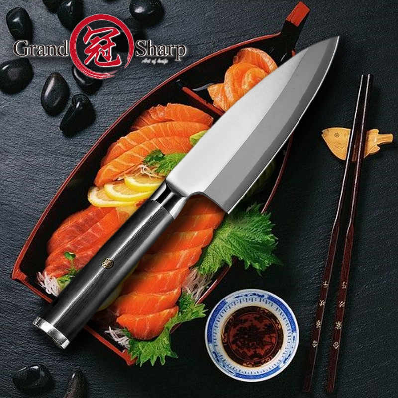 Professional Japanese Deba Fish Head Knife Salmon Knife Sashimi Sushi Chef Kitchen Cooking Knives 5Cr15mov Stainless Steel