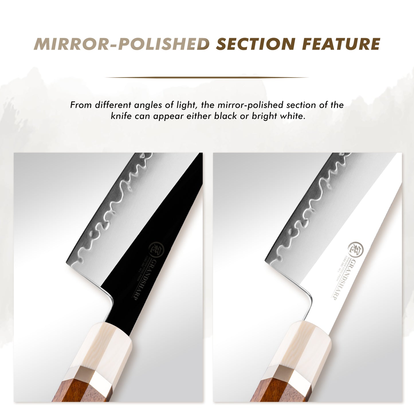 Grandsharp Kitchen Knife Set 3 Layer Composite Steel PM204 Steel Core Wood Handle Professional Chef Knives Collection 1 to 5 Pcs