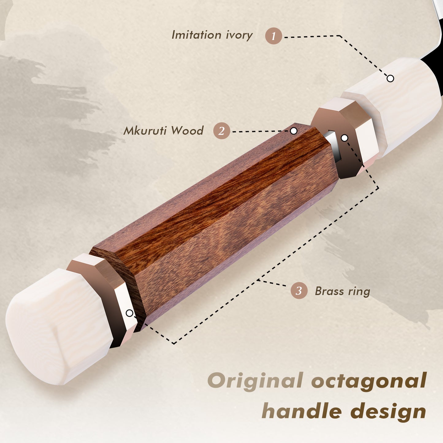 Grandsharp Kitchen Knife Set 3 Layer Composite Steel PM204 Steel Core Wood Handle Professional Chef Knives Collection 1 to 5 Pcs