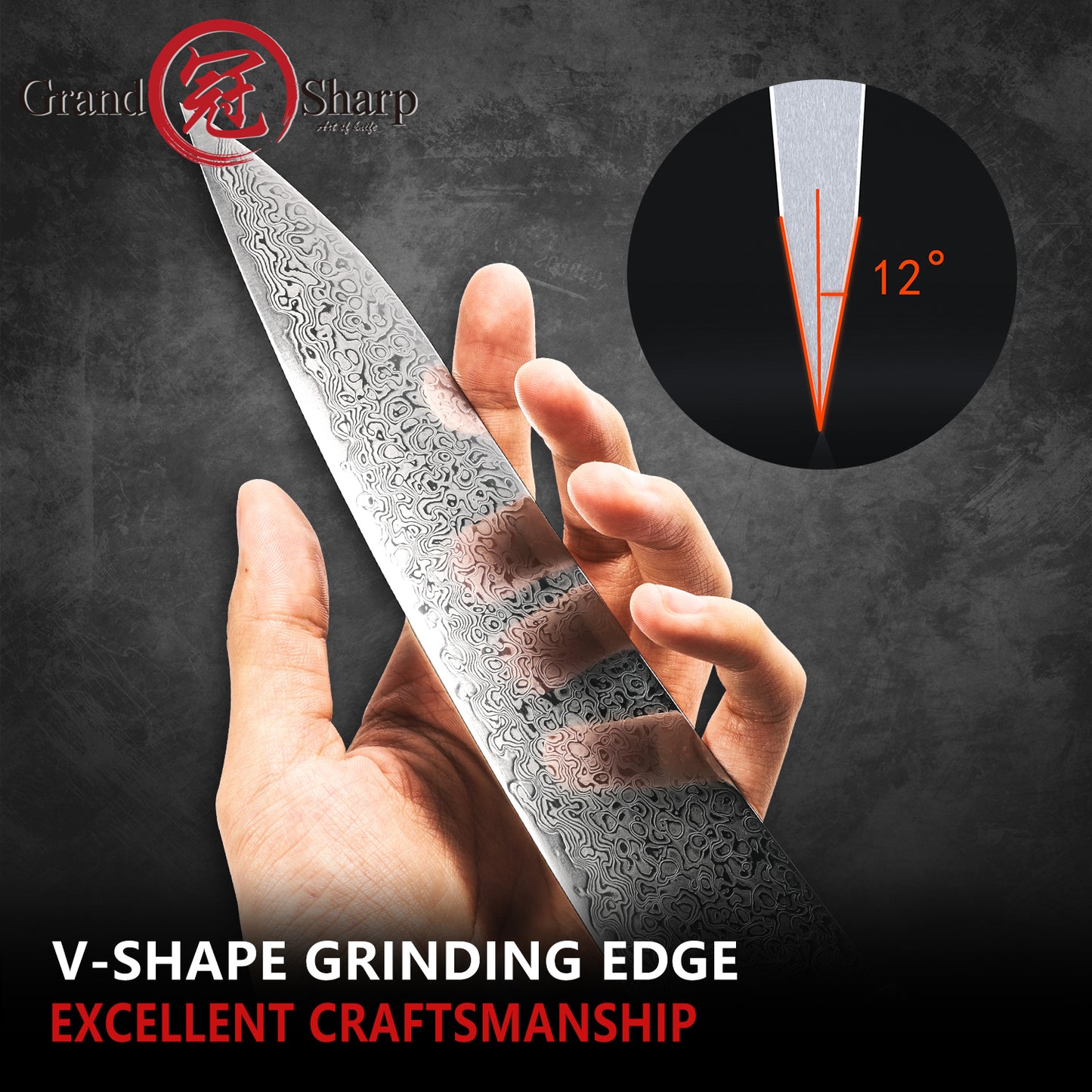 Grandsharp DIY Knife Blade Japanese 67 Layers 10CR15MOV Damascus Steel Knife Blank Blade Set Kitchen Chef Knife Blank Blades