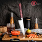 Grandsharp Handmade High Carbon 5 Layers Clad Steel Kitchen Chef Garasuki Knife with Red Resin Handle
