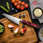 Grandsharp Handmade High Carbon 5 Layers Clad Steel Kitchen Chef Garasuki Knife with Red Resin Handle