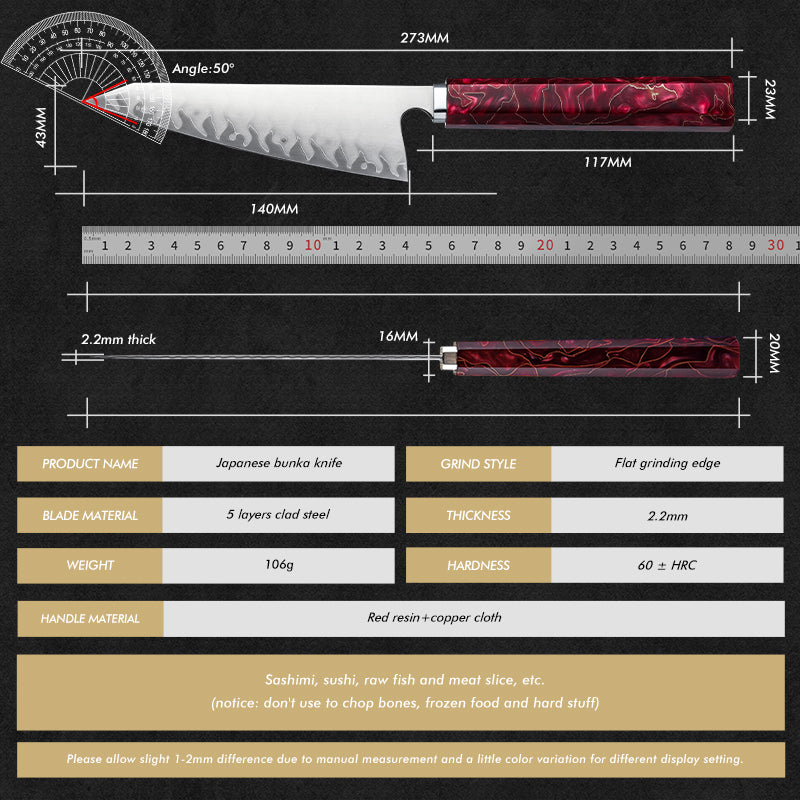 Grandsharp 5 Layers Steel Handcraft Honesuki Garasuki Knife