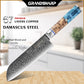 Grandsharp Damascus 10Cr15CoMoV Kitchen Chef Bread Paring Fruit Cleaver Knife Set