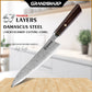 Grandsharp Damascus Kitchen Knife Set Chef Kiritsuke Santoku Nakiri Utility Knife with Ebony Handle