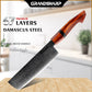 Grandsharp 7 Inch Damascus Nakiri Knife 67 Layers 10Cr15MoV Japanese Kitchen High Carbon Steel Nakiri Knife Sandal Wood Handle