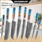 Grandsharp Damascus 10Cr15CoMoV Kitchen Chef Bread Paring Fruit Cleaver Knife Set
