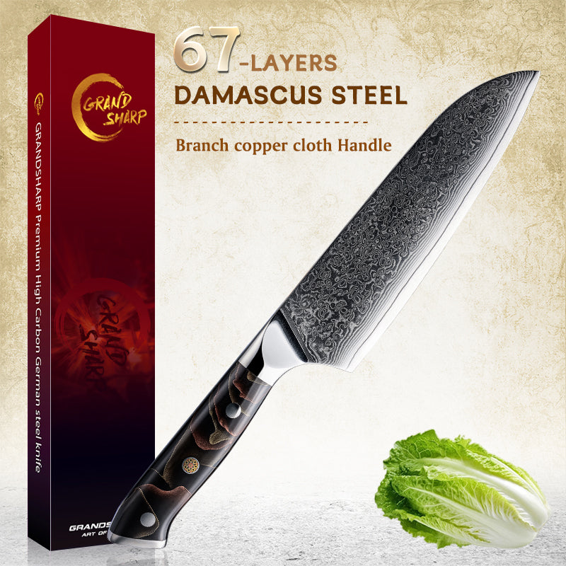 Grandsharp 10Cr15CoMoV damascus chef knife set