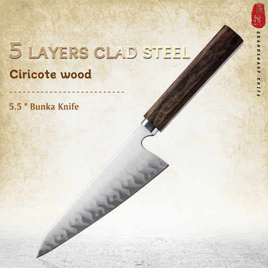 Grandsharp Premium Handmade 5 Layers High Carbon Stainless Steel Kitchen Chef Garasuki Knife With Ciricote Wood Handle