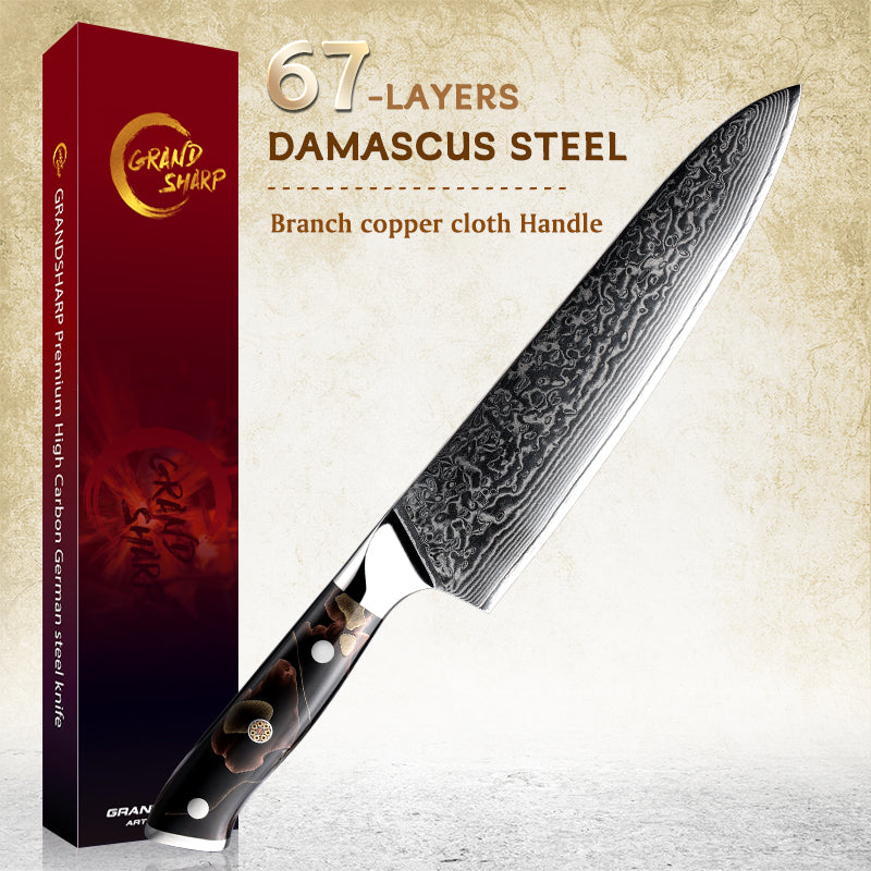 Grandsharp 10Cr15CoMoV damascus chef knife set