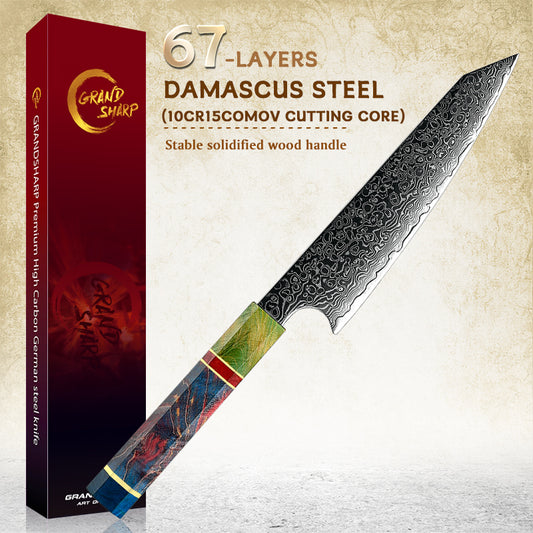 6.5INCH 67 Layers Damascus Steel Kitchen Chef Kiritsuke Knife 10CR15MOV Blade Kitchen Knives with Octagonal Wood Handle