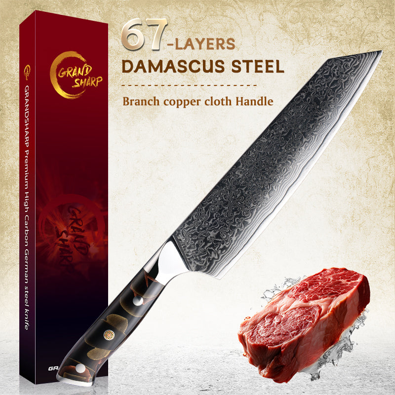 Grandsharp 10Cr15CoMoV damascus chef knife set