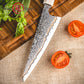 Grandsharp 55 Layer Copper Damascus Steel 6 Inch Garasuki Knives with Solidified Wood Handle