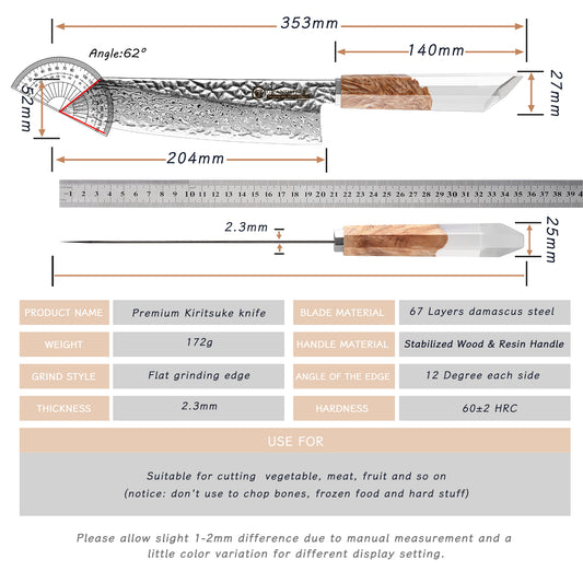 Grandsharp New Design Damascus Kiritsuke Knife