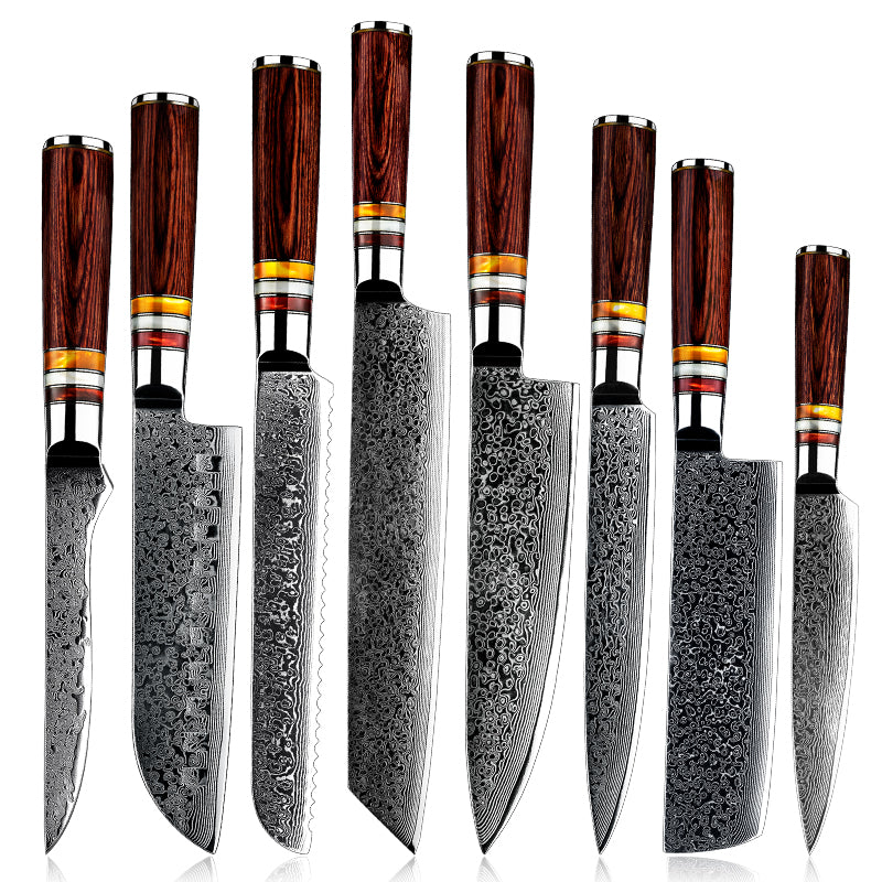 7-Piece Damascus Steel，Knife Set Kitchen Utensils Set Chef Knife，German  Engineered Knife Informed by Over 100 Years of Masterful Knife