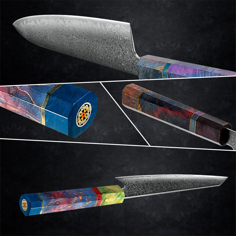 Granite Knife USA  Damascus Steel & Granite Handle - Perkin Knives