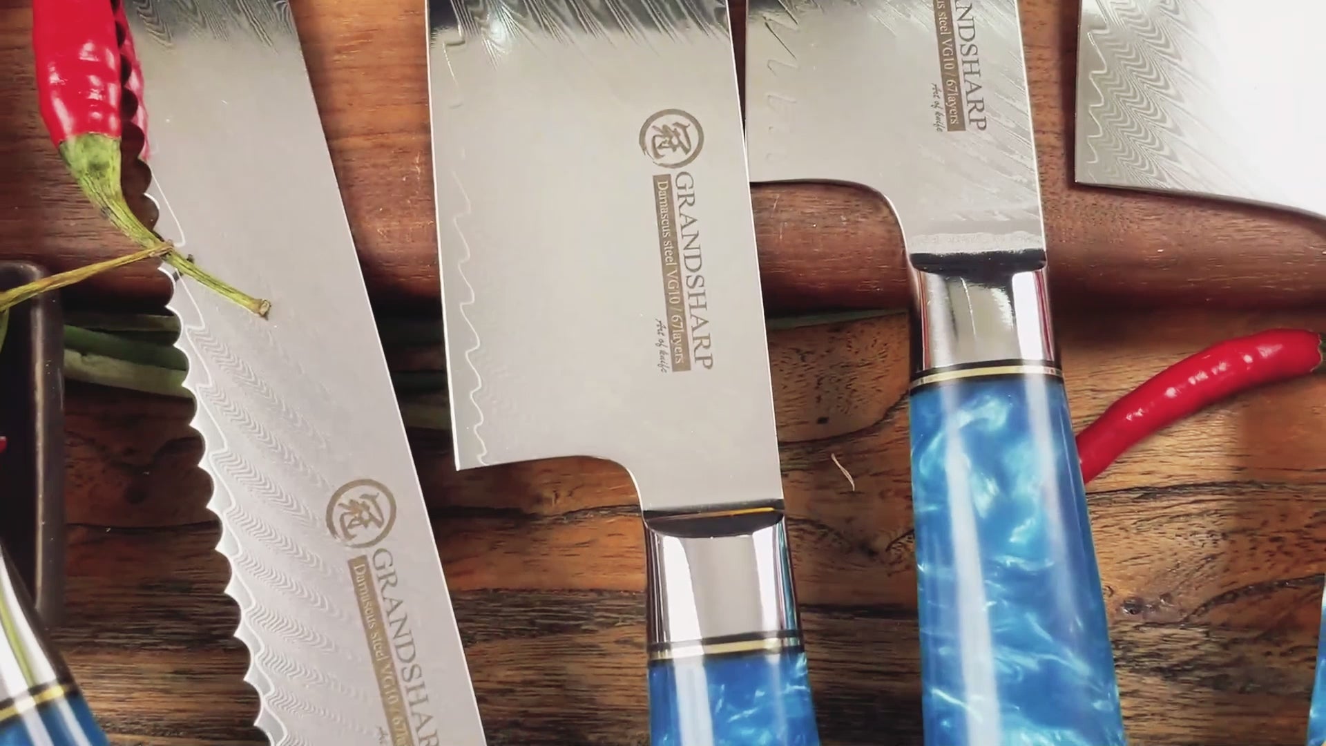 Grandsharp Professional Damascus Knife Set AUS10 High Carbon Japanese –  grandsharp-knives