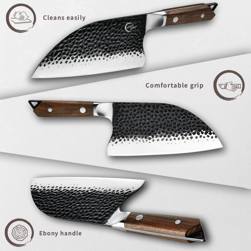 VCXOX Bone Cleaver - Super Heavy Duty Meat Cleaver - 5Cr15 Stianless Steel  Chinese Bone Cutting Knife - Forged Professional Butcher Knife for