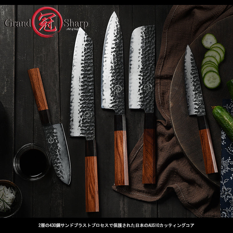 Professional Japanese Chef Knives Set 3 Layers AUS-10 Steel Meat Cleaver Salmon Fish Filleting Santoku Knife Gift