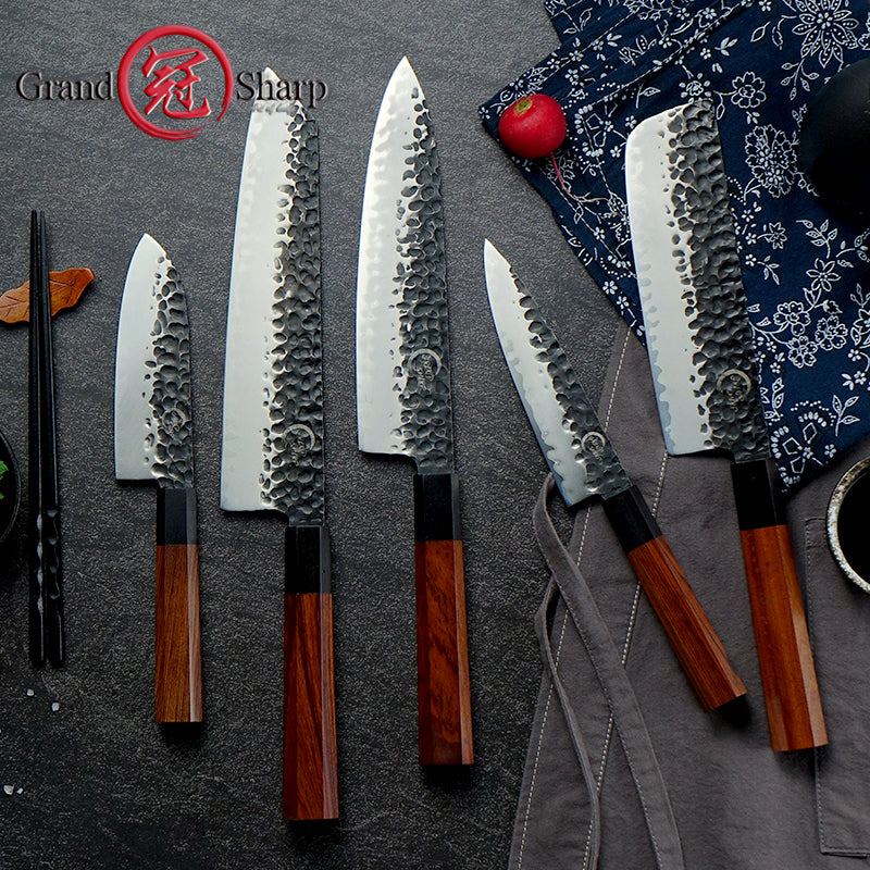 Professional Japanese Chef Knives Set 3 Layers AUS-10 Steel Meat Cleaver Salmon Fish Filleting Santoku Knife Gift