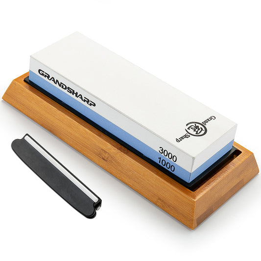 Sharpening Stone 1000 & 3000 Grit Double Sided Whetstone Set For Knives With Non-Slip Bamboo Base Free Angle Guide Corundum