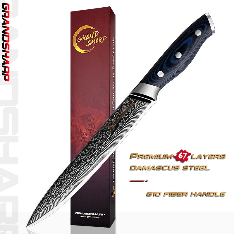 Real AUS-10 damascus kitchen knives set 6 pcs sharp blade Sapele Wood  Handle 67 layers