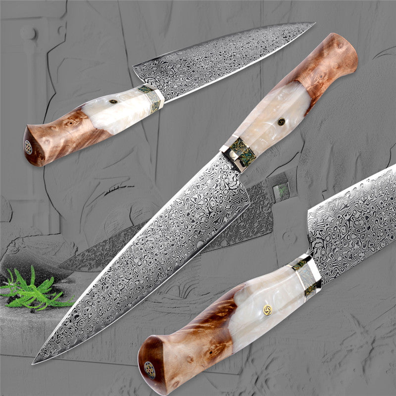 Damascus Chef Knife Set - Perfect For Package Opening, Hunting