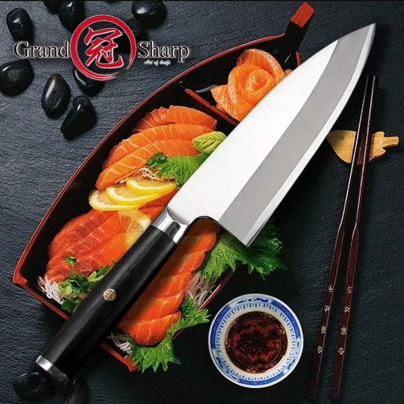 Professional Japanese Deba Fish Head Knife Salmon Knife Sashimi Sushi Chef Kitchen Cooking Knives 5Cr15mov Stainless Steel